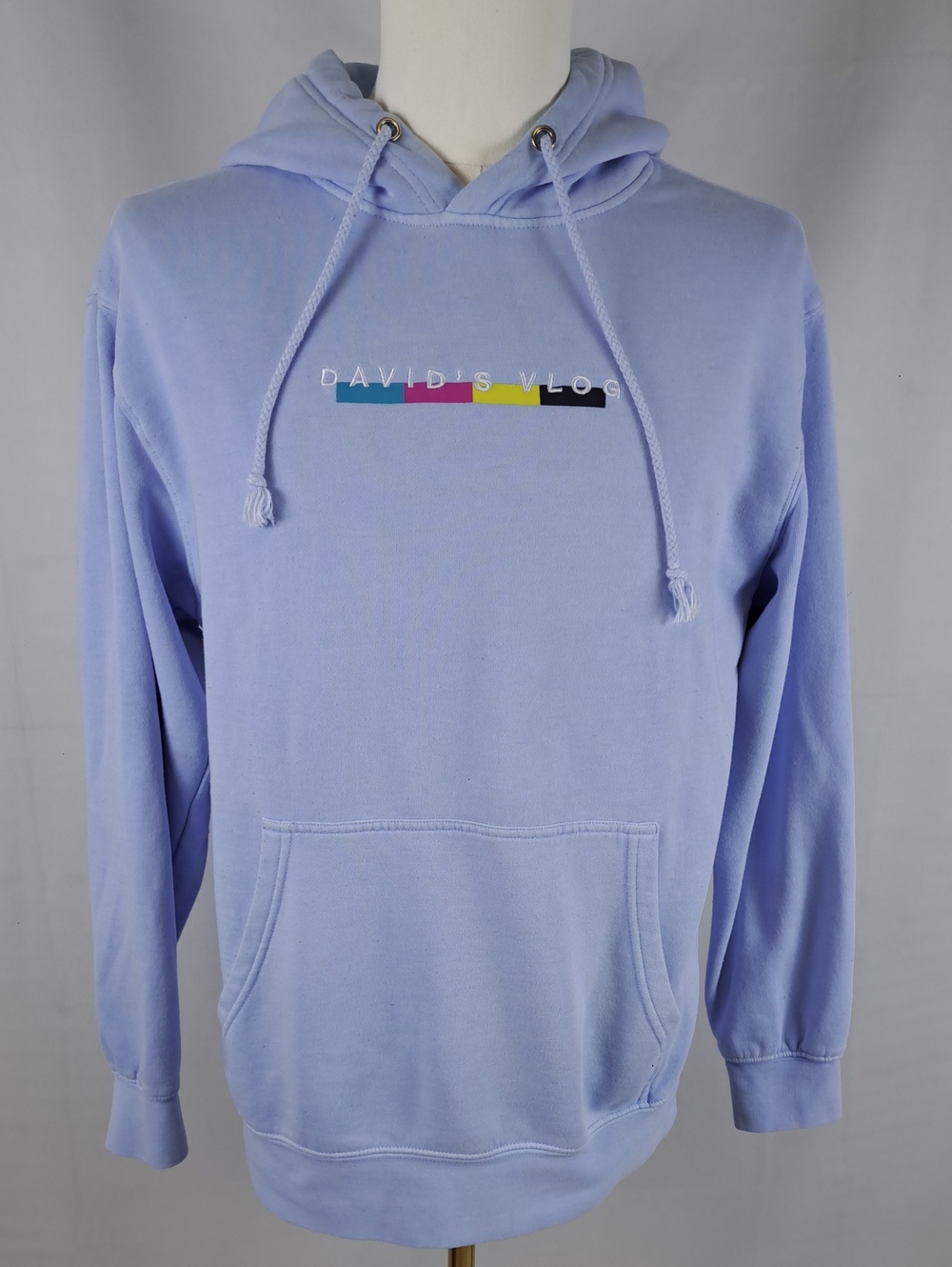 David Dobrik Fanjoy "David's Vlog" Squad Light Blue Hoodie Sweatshirt Unisex M